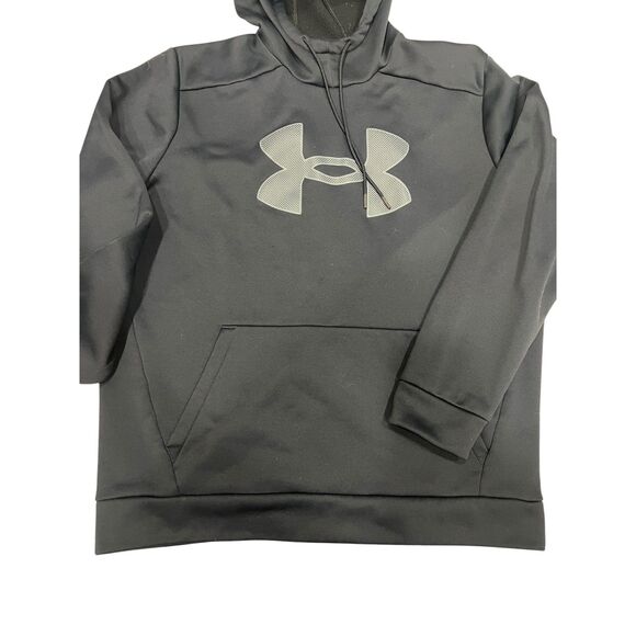 Under Armour Sweatshirt Hoodie Fleece Size XL Black Loose Fit Big Logo Men's - Picture 3 of 6